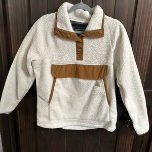 Carhartt White and Brown Sweatshirt with Fleece Accents